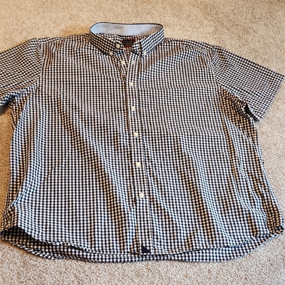 Untuckit 3X Large Black And White Plaid Button Down‎ SS Dress Shirt